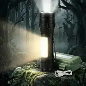 Linterna de mano con luz secundaria en el mango potente grande