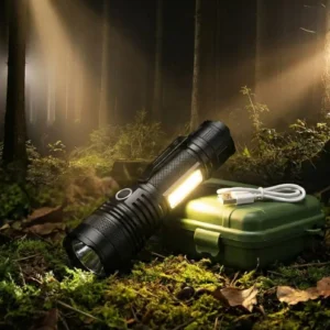 Linterna de mano con luz secundaria en el mango potente pequeña