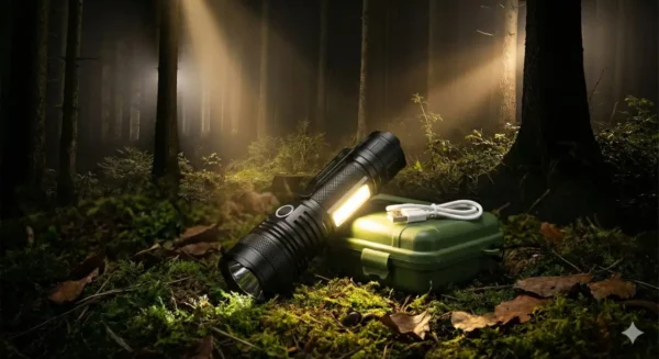 Linterna de mano con luz secundaria en el mango potente pequeña