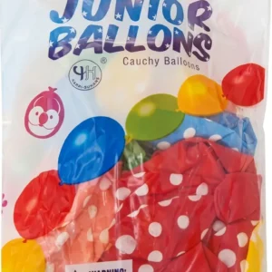 Globo de fiestas numero 12 x 50 unidades colores surtidos con puntos blancos