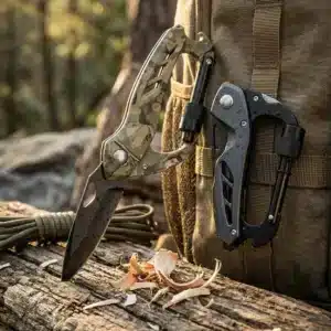 Navaja multiusos con clip tipo mosquetón