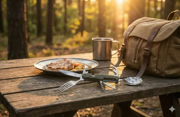 Kit de Cubiertos Táctico Plegable