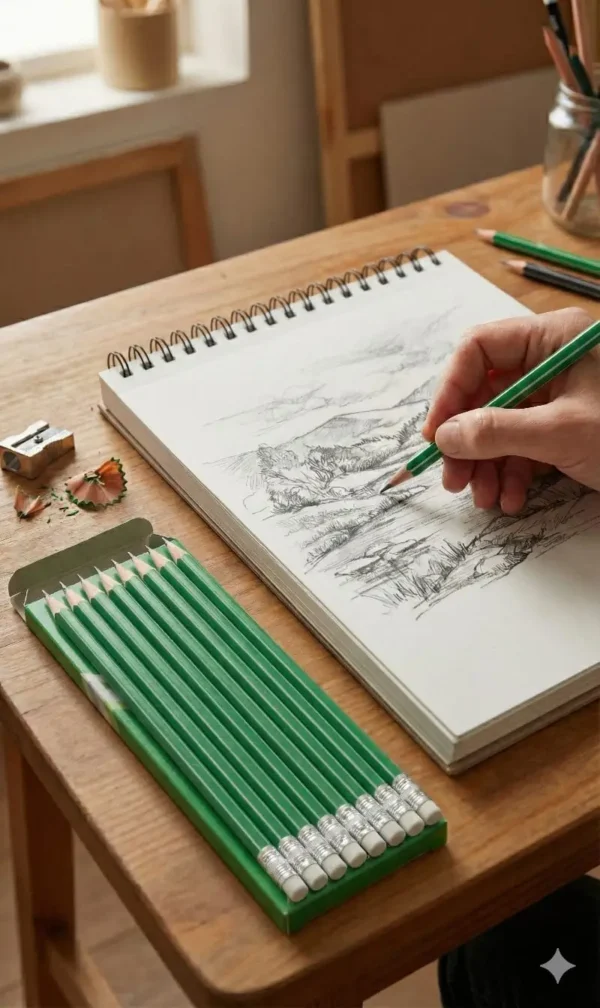 Caja de 12 lápices Chifon con diseño de rayas Escritura suave