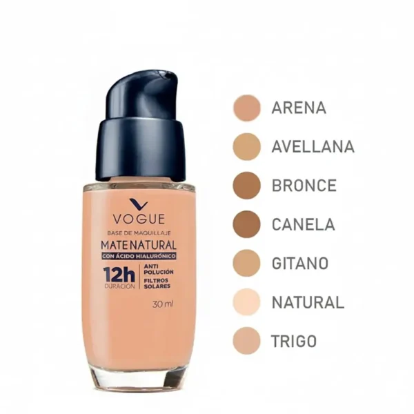 Base Liquida Vogue Con Ácido Hialurónico Beige 12 horas